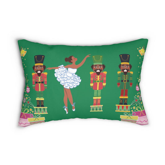 Chocolate Nutcracker Spun Polyester Lumbar Pillow Green