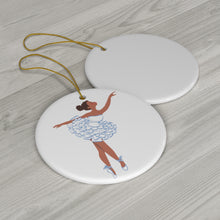 Chocolate Nutcracker Ballerina Round Ceramic Ornament