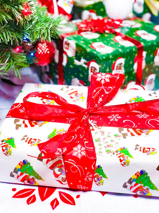 Black Santa Claus Wrapping Paper Kit