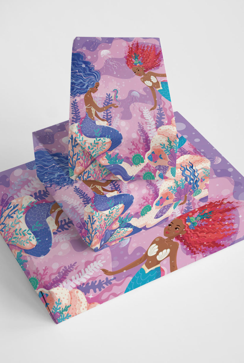 Chocolate Mermaid & Merman Wrapping Paper | Midnight Reflections ...