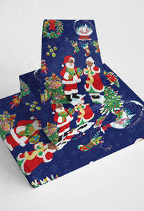 Black Santa with Wreath and Snowflakes Wrapping Paper Roll, Midnight  Reflections, LLC