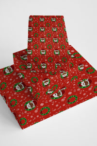 Black Santa with Wreath and Snowflakes Wrapping Paper Roll