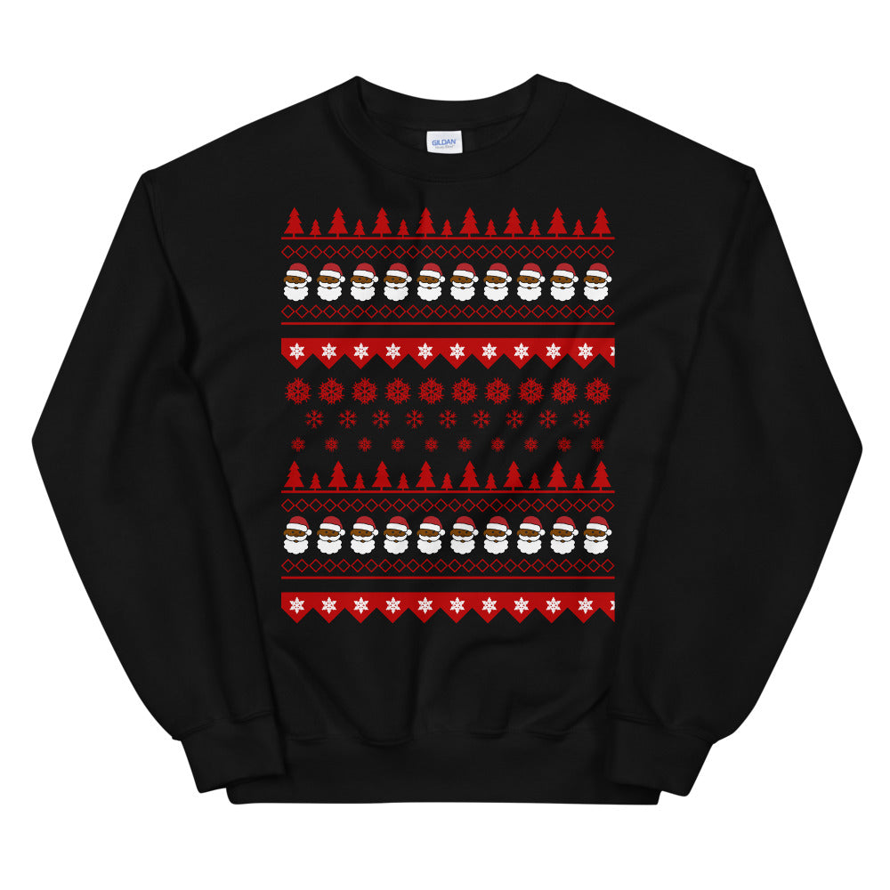 Ugly Christmas Sweatshirt with Black Santa Claus