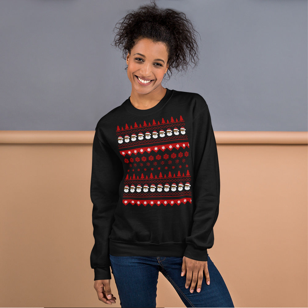 Ugly Christmas Sweatshirt with Black Santa Claus