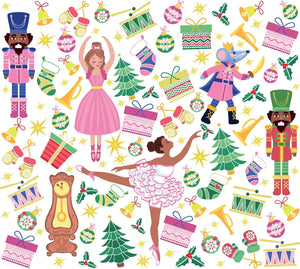 Chocolate Nutcracker Ballet Wrapping Paper Roll_Pink