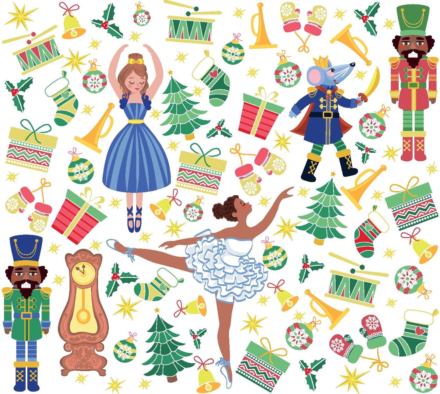 Chocolate Nutcracker Ballet Wrapping Paper Roll_Blue