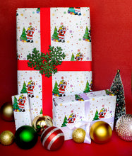 Black Santa Claus with Snow Flakes Wrapping Paper Kit